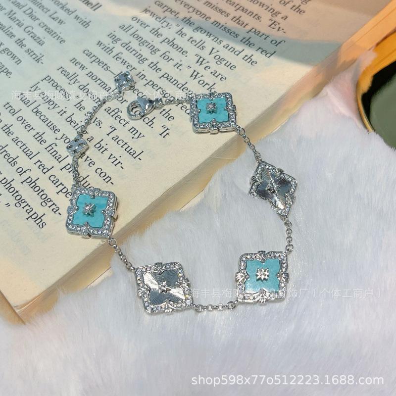 Buccellati Armband Kleeblatt Fünfblättrig Laser Diamant Doppelseitig Mädchen Retro Hof