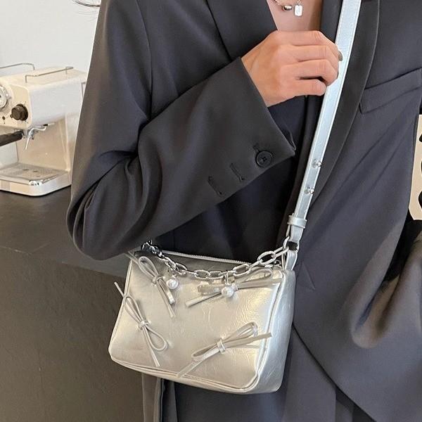 2024 New Butterfly Bow Bag Women Fashion High-end Shoulder Bag Urban Simple Style Pu Crossbody Bag