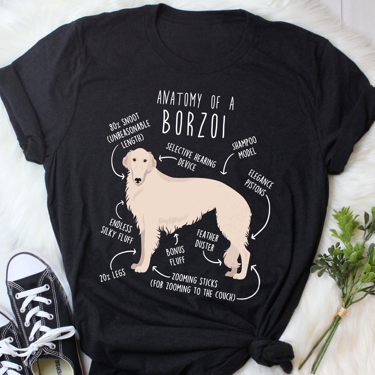 White Borzoi Shirt, , , Cute Russian Hunting Sighthound T-shirt, Funny Dog Lover Gift, Pet Tee, Dog Mom Dog Dad 150