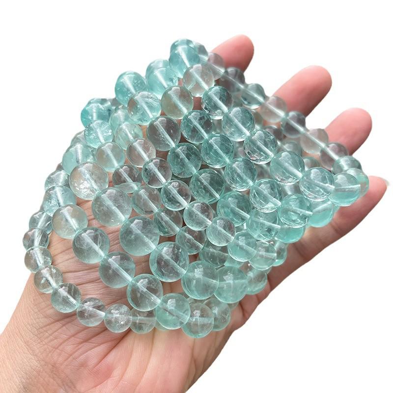 Jingde 8A Natural Green Fluorite Crystal Beaded Women's Bracelet