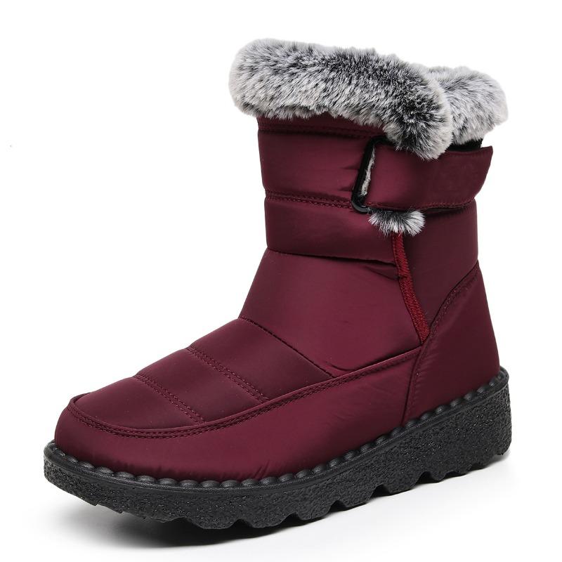 2025 New Arrival Cotton-Lined High-Top Insulated Women's Snow Boots with Velcro Closure Waterproof Women's Boots for Casual Wear