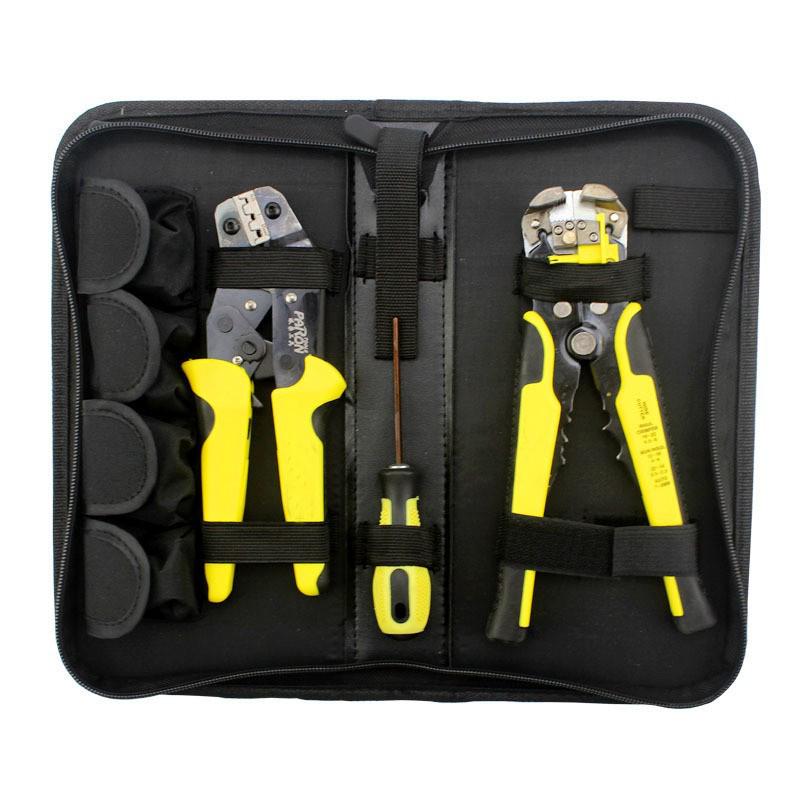 Adjustable Ratchet Crimping & Stripping Tool Set, 0.14-6mm² Capacity Ratchet Crimping Pliers Stripping Set 0.14-6mm²