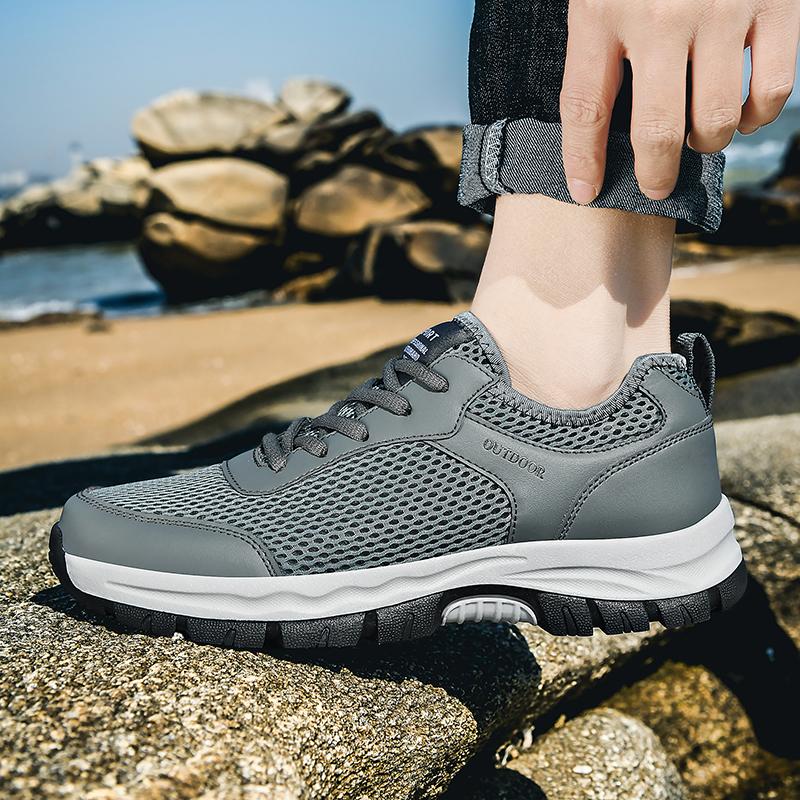 

Обувь мужская 2024 трендовая модная обувь кроссовки на платформе противоскользящие беговые дышащие пляжные износостойкие сетчатые повседневные туфли Zapatillas 39 серый