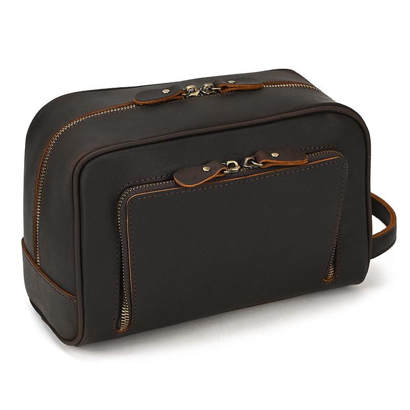 Vintage Leather Travel Storage Bag Men'S Mad Horse Leather Toilet Bag Women'S Cowhide Storage Cosmetic Bag