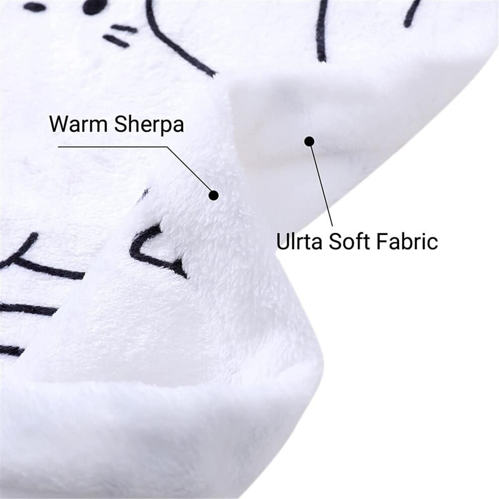 Cat Blanket White Cats Pattern Throw Blankets Cat Gifts for Girls Women and Cat Lover Flannel Soft Cute Presents Blanket with Cats On Them 50x60in
