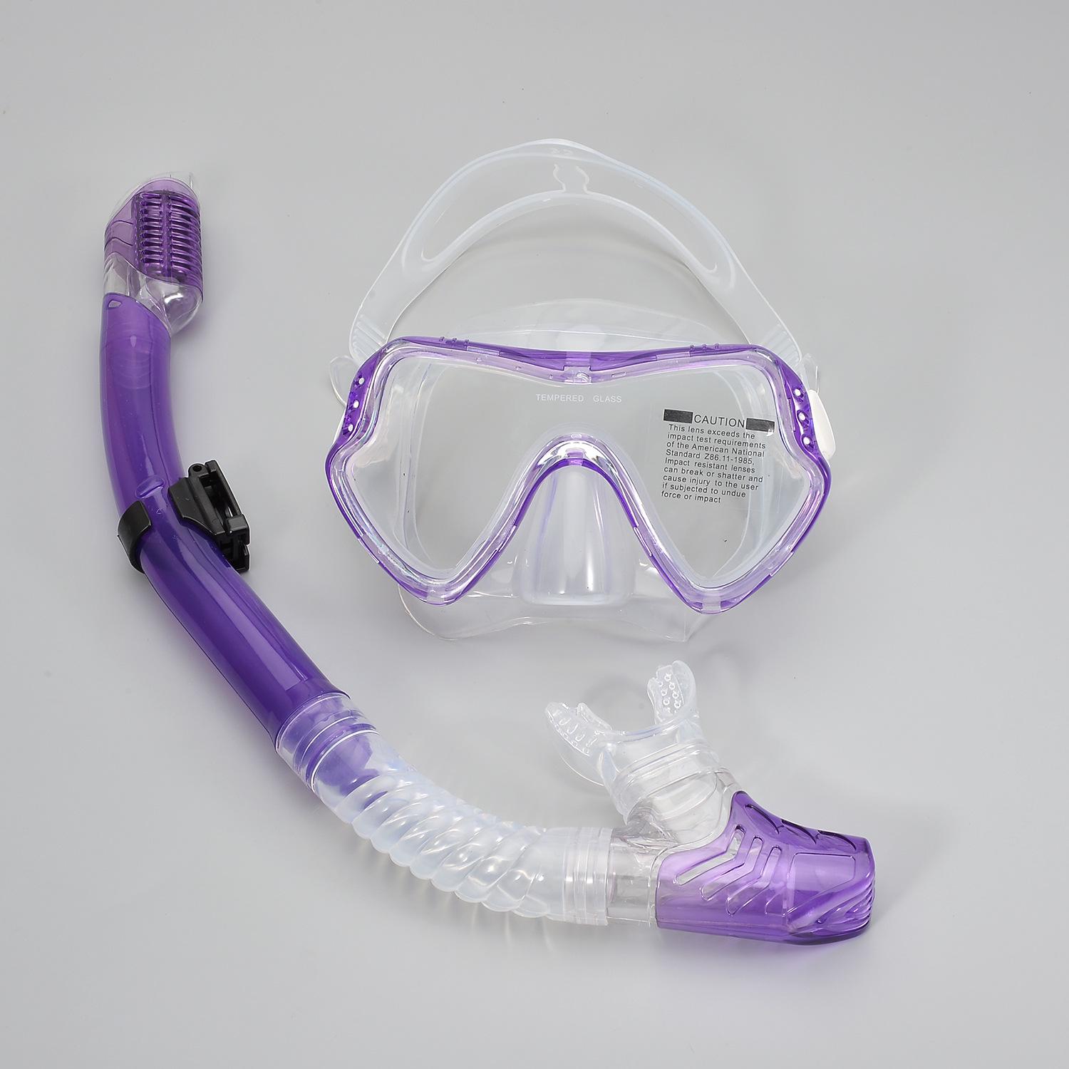 

Snorkeling & Diving Set: Large Frame Silicone Mask and Snorkel for Men and Women One Size