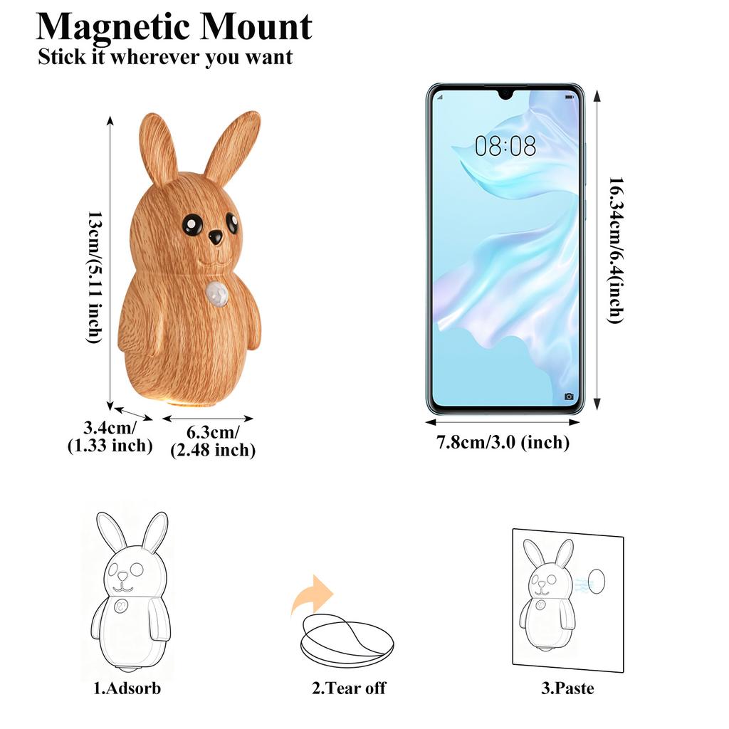 LED Three-color Changing Light Rabbit Wall Lamp Motion Sensor Light