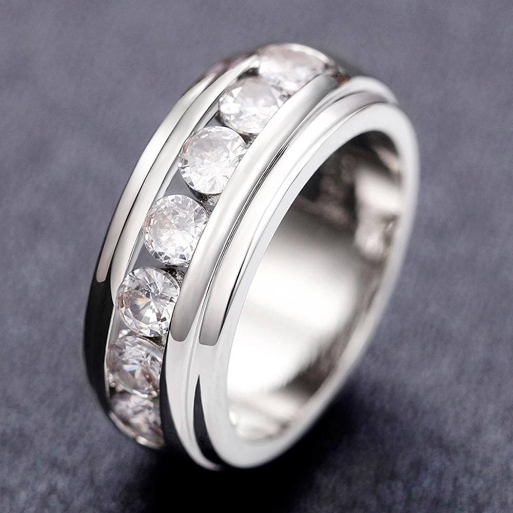 Men's wedding ring, light luxury niche INS hip-hop zircon index finger ring for men