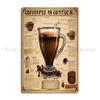Vintage Coffee Brewing Knowledge COFFEE DRINKS TYPE Metal Living Room Mural Create Printing Cinema Tin Sign Poster