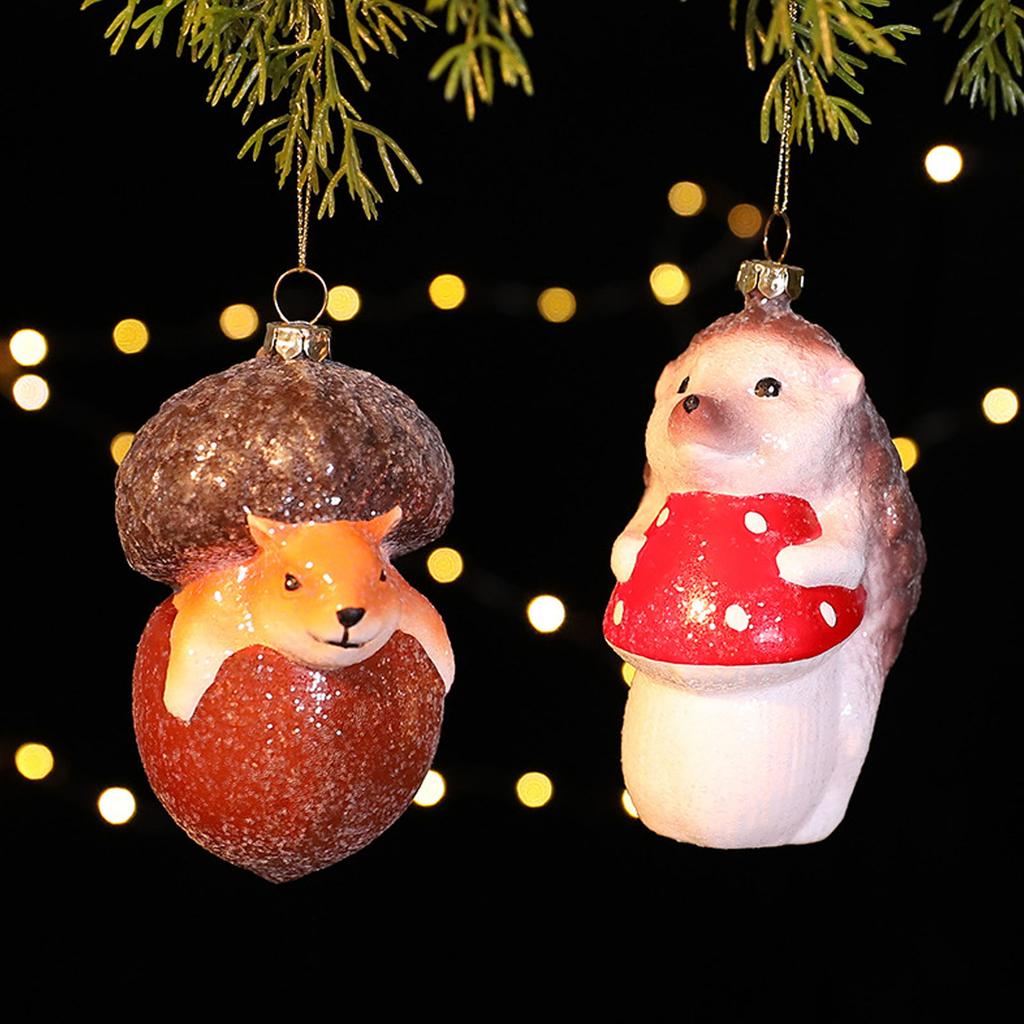 Fox And Hedgehog Shaped Christmas Ornaments Plastic Animal Decoration For Indoor Outdoor Holiday Party Home Tree