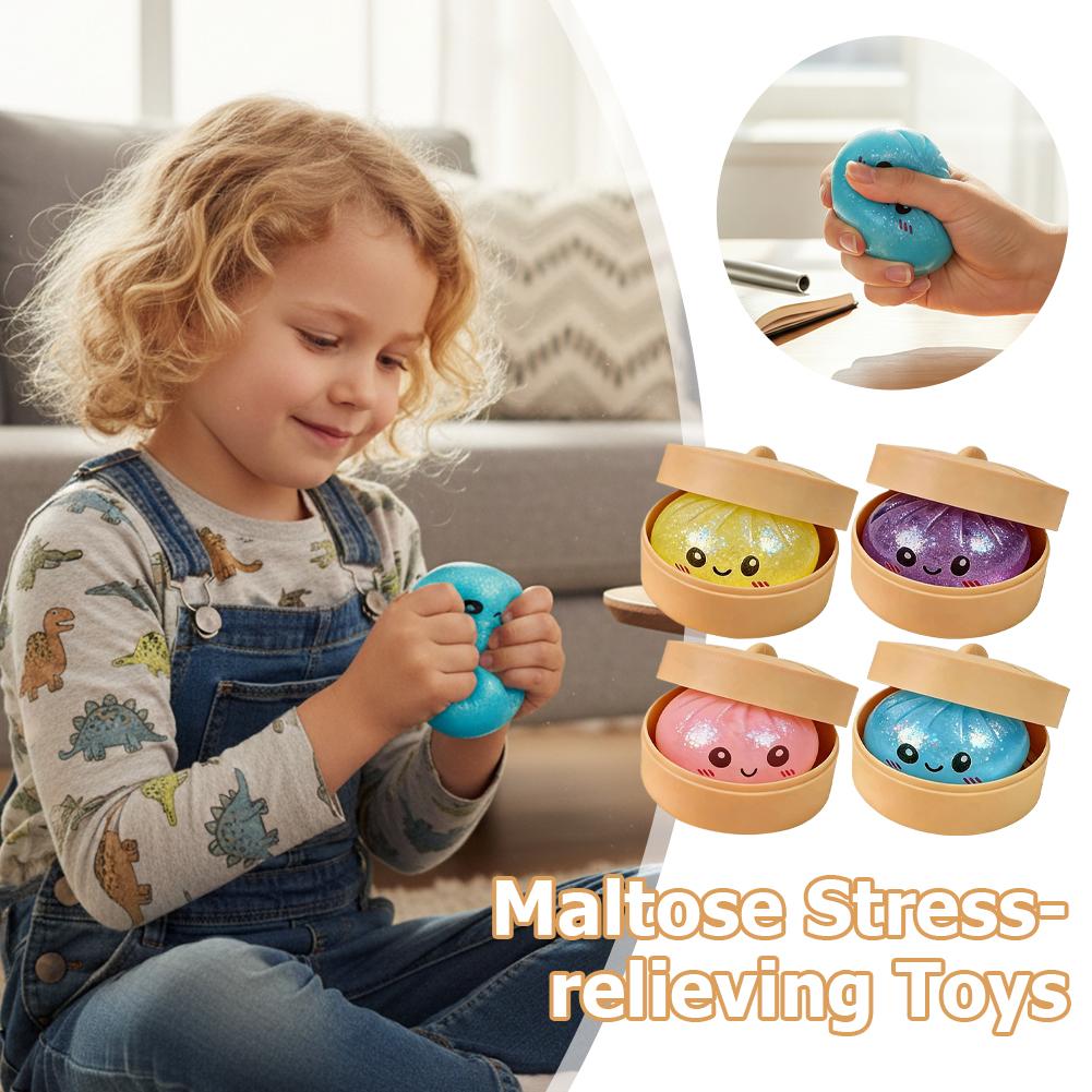 Niedlicher Flash-Dumpling-Ornament-Druckball mit langsamem Rückprall, sanfter Druckpunkt, Dekompressionsfunktion für Büro und Zuhause, Geschenk für Kinder und Erwachsene