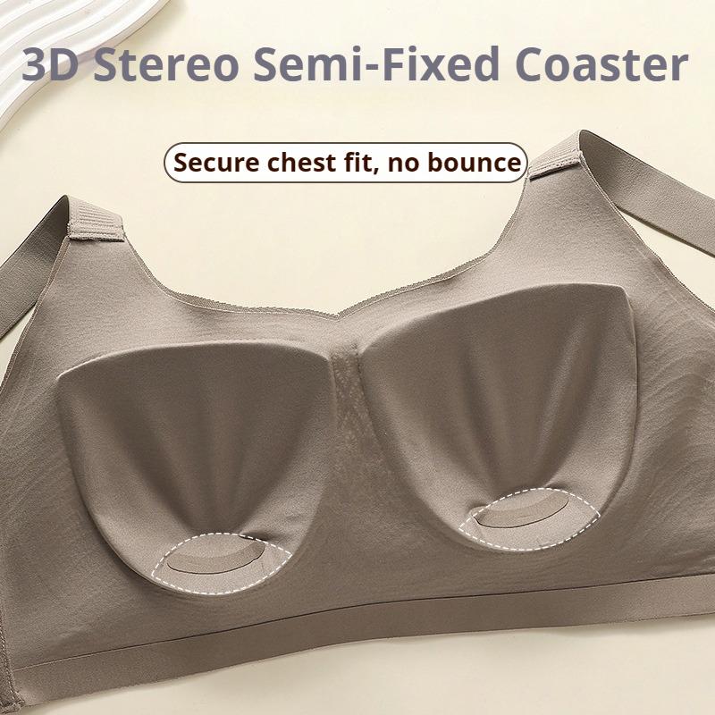 Plus Size Seamless Vest Bra with Adjustable Fixed Breathable Cups and No Underwire for A Comfortable Nude Look.
