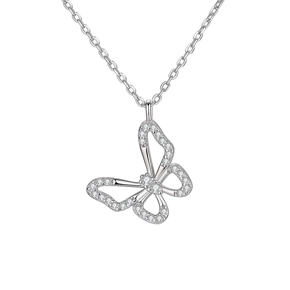 925 Sterling Silver Butterfly Clavicle Necklace: Elegant, Sweet, Fashionable Women's Statement Jewelry