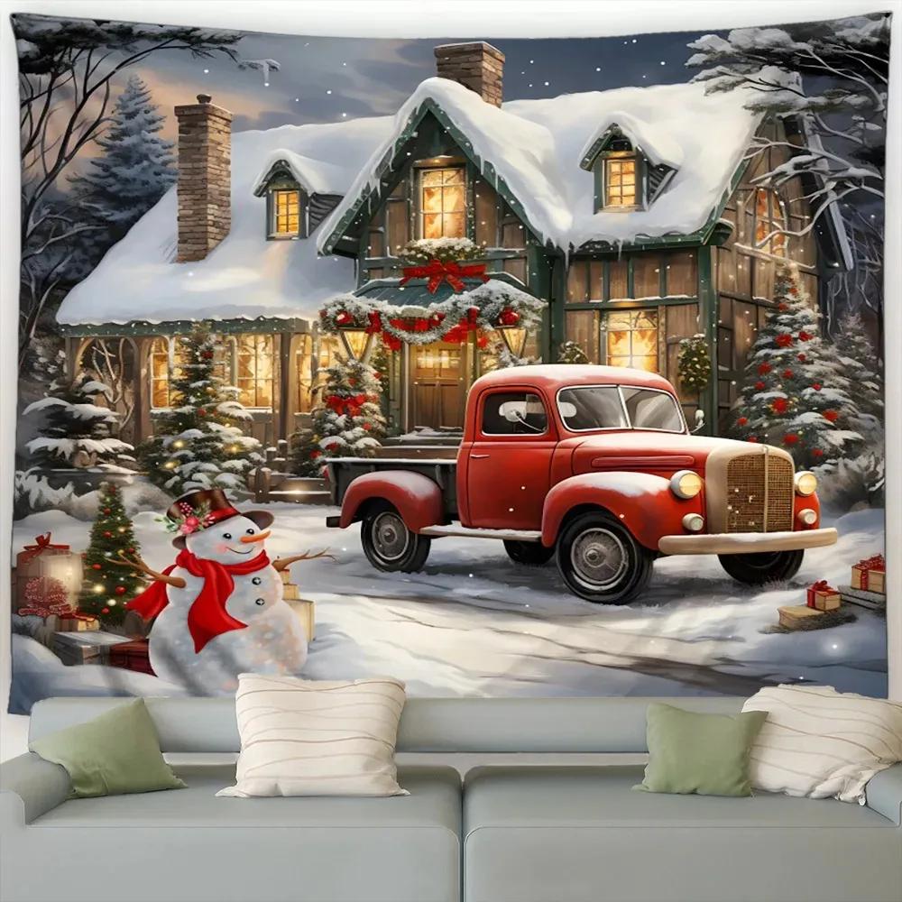 Christmas Tree Snowman Luxury Tapestry Bedroom Living Room Home Christmas Decoration