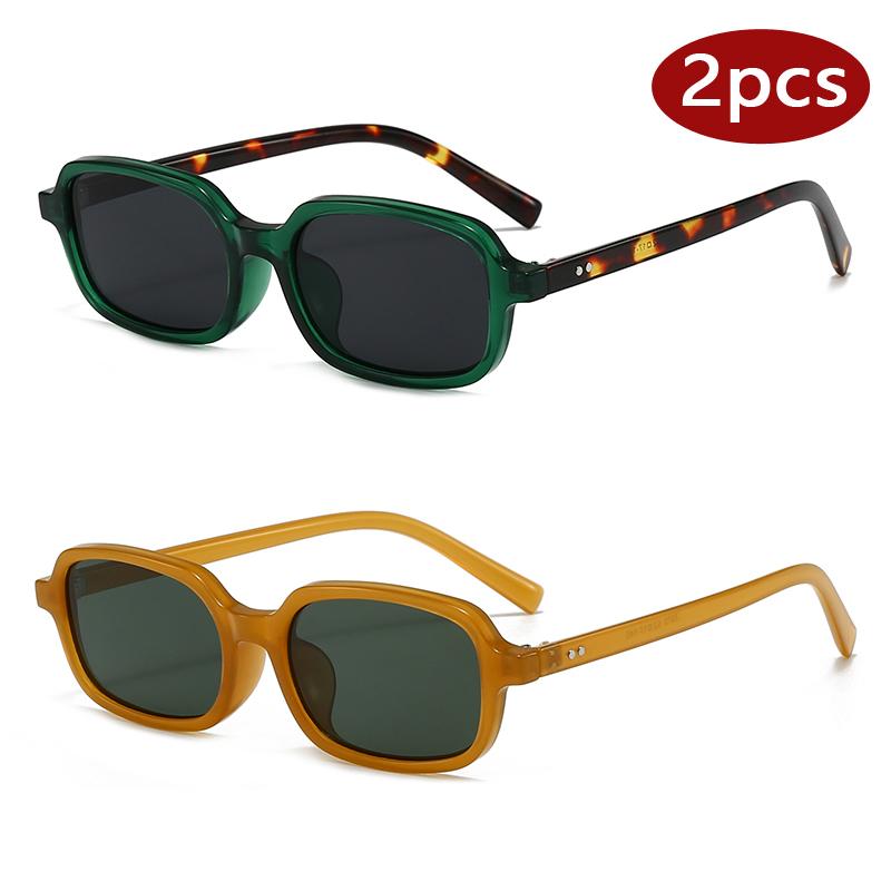 1pcs Women Small Frame Rectangle Sun Glasses Vintage Colorful Mirrored UV400 Retro Sunglasses for Travel