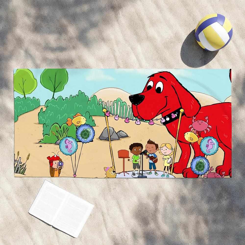 Cartoon Clifford the Big Red Dog Towel Shower Sauna Travel Spa Quick Dry Gym Accessories Soft Large Beach Towels
