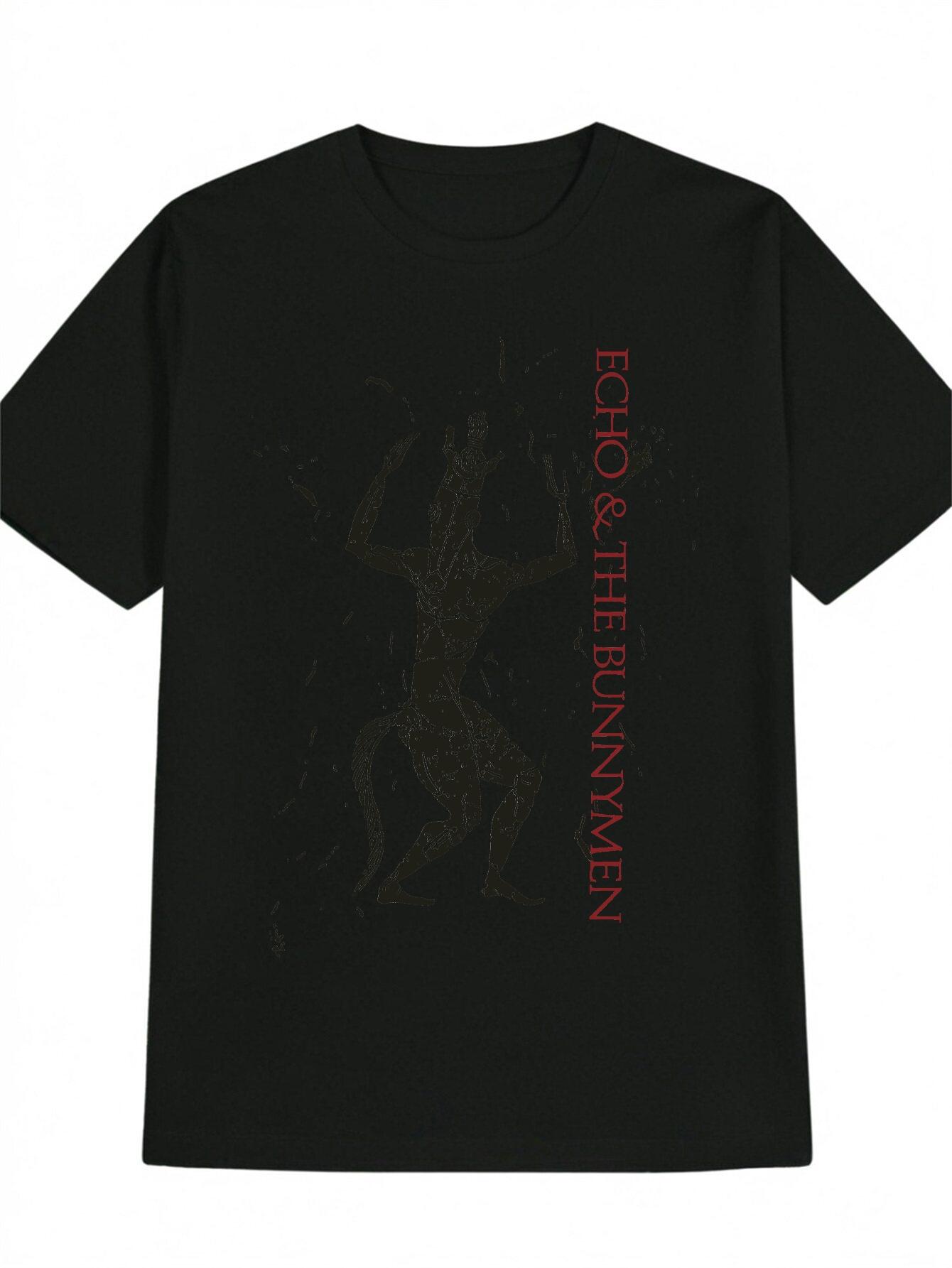 

Graphic T-shirt - Bold Mythical Creature - Black Shirt with Red Text - Everyday & Formal Events - Machine Washable Summer Tee - Ideal Gift L