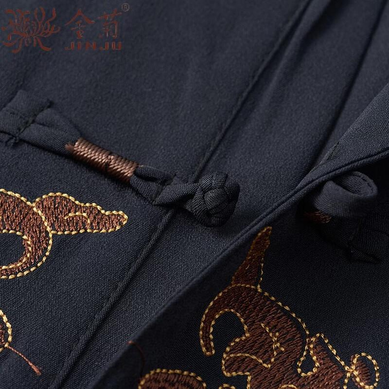 JINJU Men's Traditional Chinese Tang Suit - Short Sleeve Ice Silk Summer Set