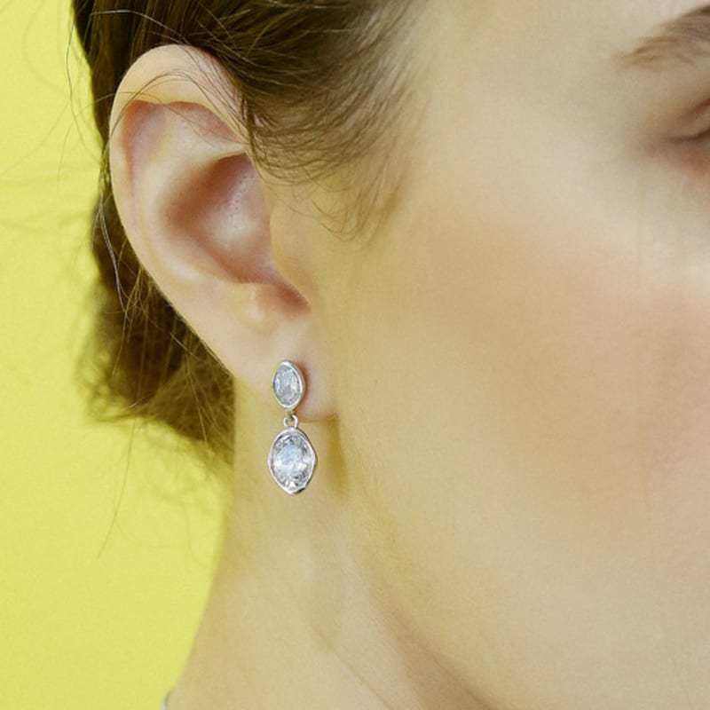 

Shertz Vintage Crystal Drop Earrings (14k) rose gold