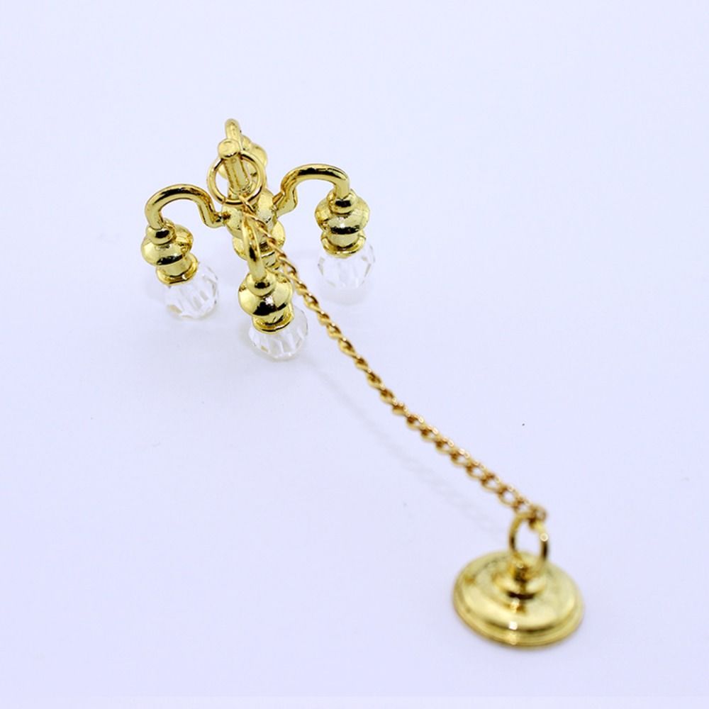 Gold/silver Miniature Vintage Chandelier Playing Scene Crystal Light Model  Doll House Accessories