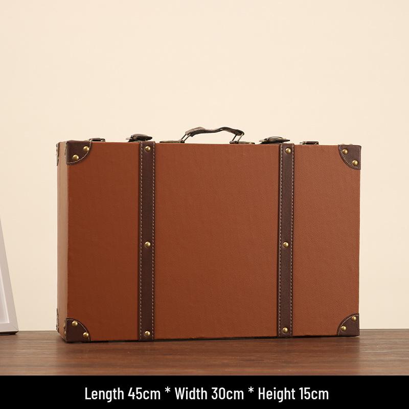 Vintage American Retro Leather-Wooden Suitcase Display and Photography Prop