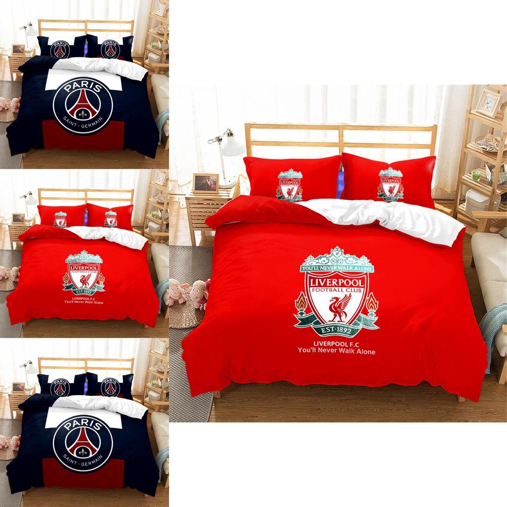Soccer Team Logo Double 3 Piece Bedding Set-comfortable Dirt Resistant Home Textile