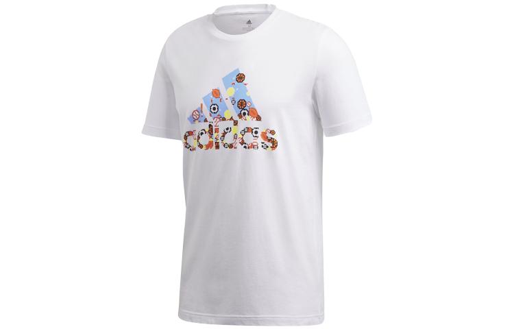 adidas T Shirts Men's White Crew Neck Moderate Straight Fit FN1746