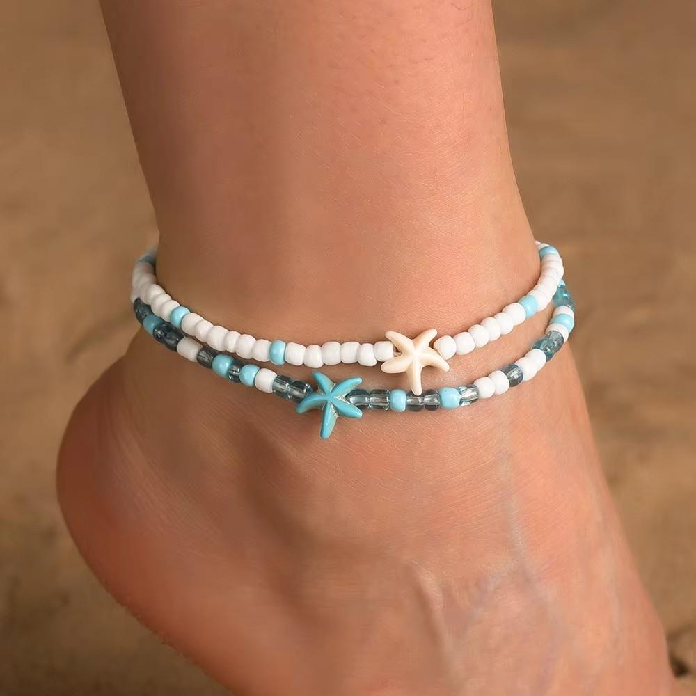 Handmade Starfish Pendant Ankle Pearl Beach Foot Chain Bohemian Boho Beaded Anklets  Women