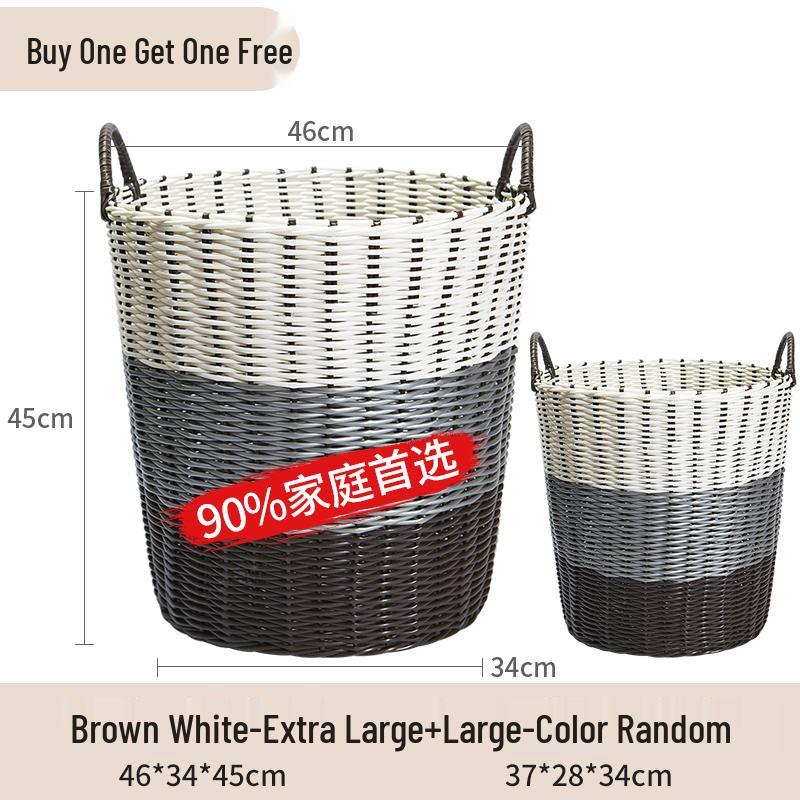 Blue Rattan Woven Laundry Hamper: Multipurpose Basket for Clothes, Toys, and Home Storage