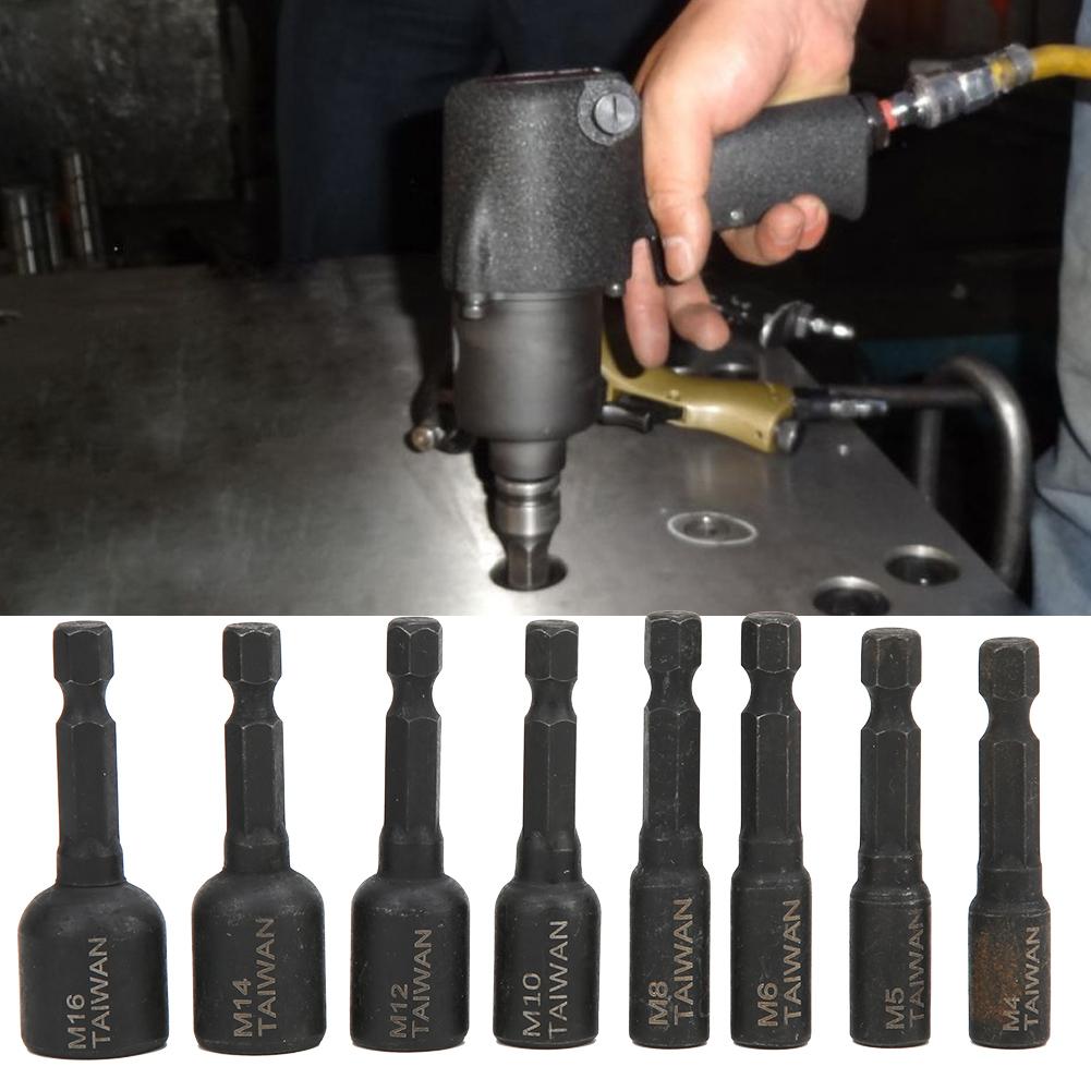 8 Stück Gewindebohrer-Nuss Hohe Härte Legierter Stahl 1/4 Sechskantschaft Druckluftschrauber-Zubehör