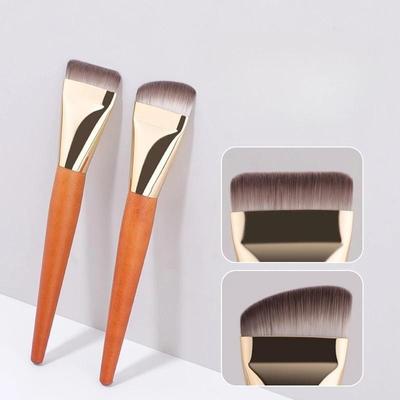 Nuovo pennello per fondotinta con manico in legno, testa piatta, ultra sottile, correttore per pelle nuda impeccabile, pennello per il trucco a testa piatta, strumento professionale per il trucco