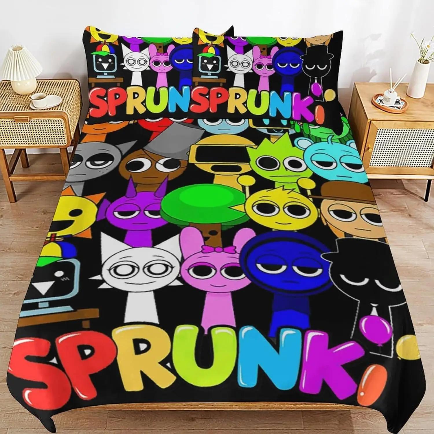 

Ігрові постільні комплекти Sprunki для дітей хлопчиків дівчаток Новий 3D друкований покривало ковдра підодіяльник наволочка прикраса спальні EU Twin(135x200cm) чорний