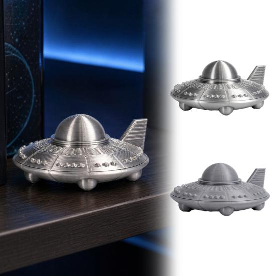 Yangyizhi 3D-gedrucktes UFO-Modell Figur, Sci-Fi-Raumschiff Dekoration, Einteilige Handwerkskunst mit klarer Textur, Mini-Ornament für Schreibtisch-Vitrine