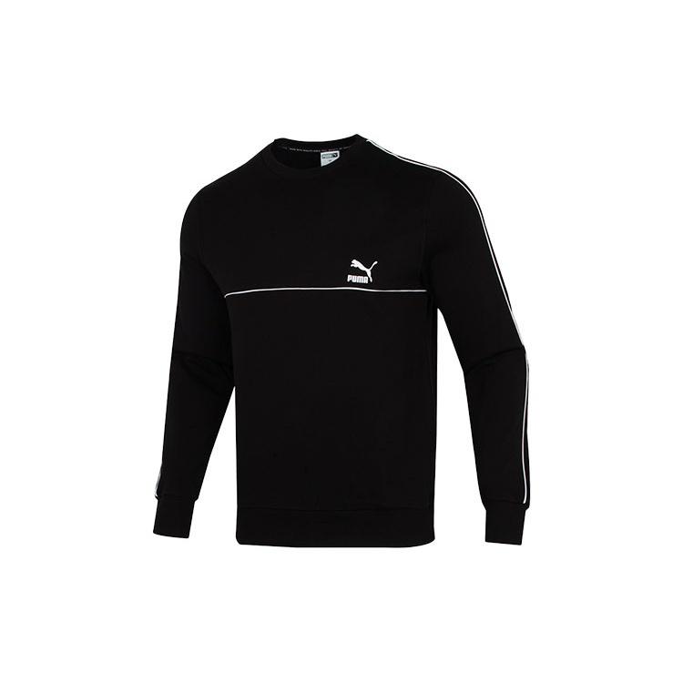 PUMA Clsx Piped Crew Tr Logo Printing Round Neck Sports Pullover Black Men s 534157-01 L