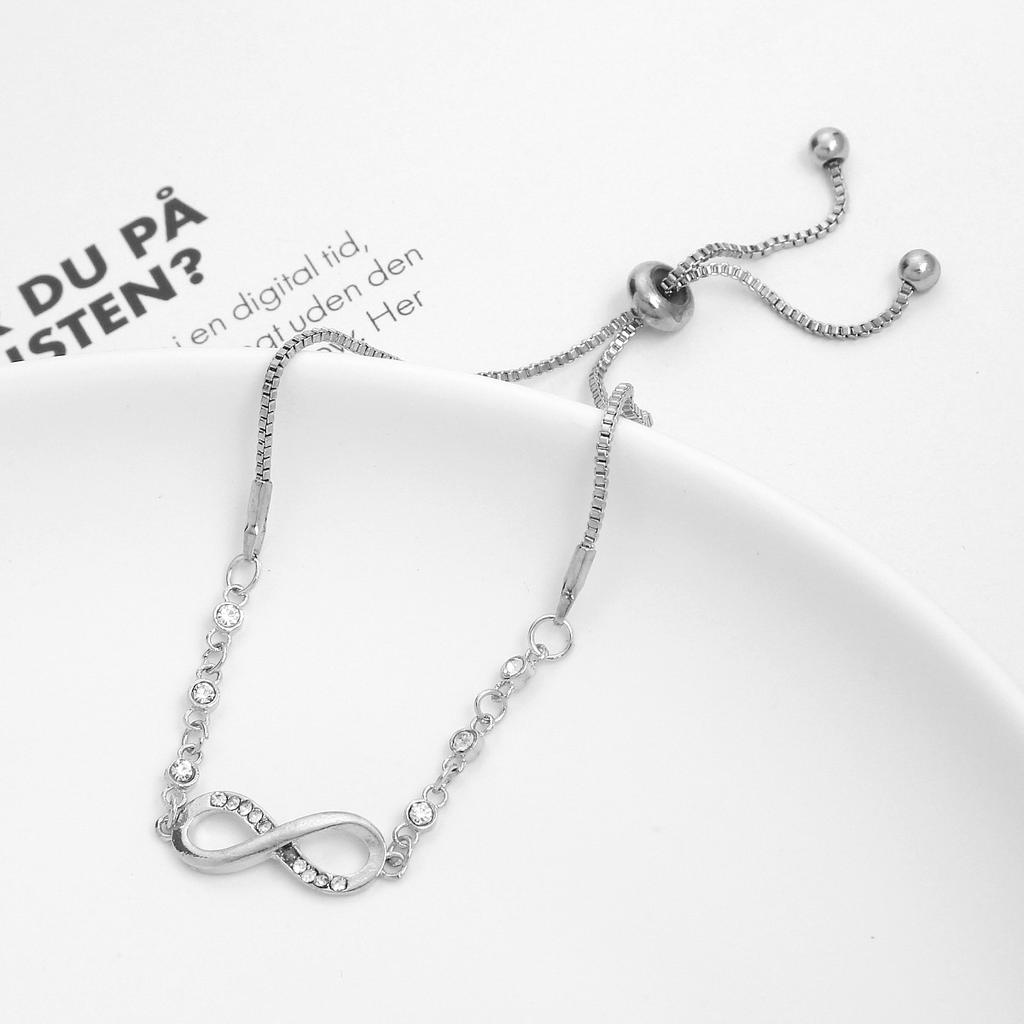 Fashion Bow Diamond Adjustable Bracelet 8 Characters Women's Simple Jewelry Chain Jewelry