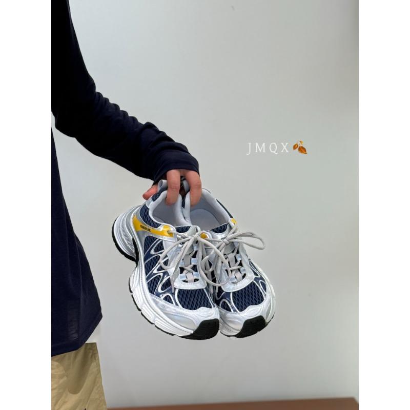 

Dad shoes women s leather color matching breathable platform travel shoes new round head lace-up soft sole casual sports shoes 35 синий