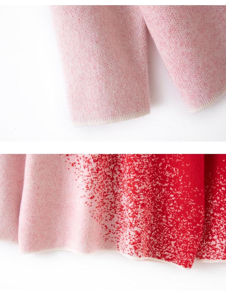 Women's Lazy Style Pure Cashmere Sweater with Colorful Dot Gradient