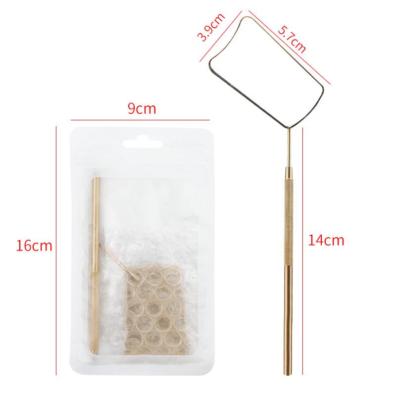 Handheld Stainless Steel Fan-Shaped Lash Inspection Mirror for Eyelash Extensions