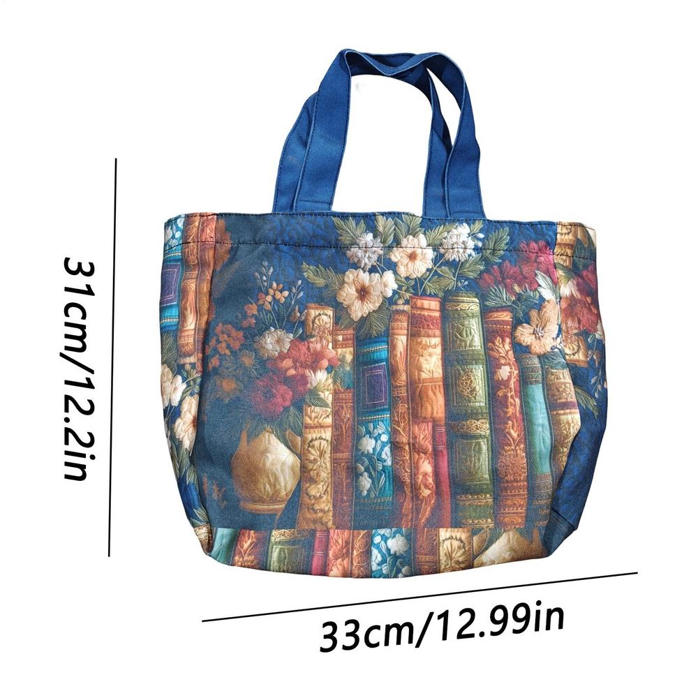 

Quilted Tote Bag for Women Book Floral Design Purse Vintage Shoulder Bag for Women for Teacher Students School College Work