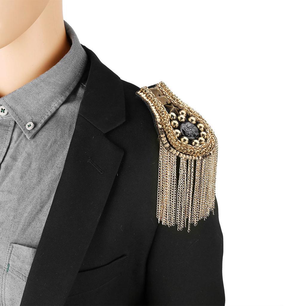 Épaulettes d'épaule à pampilles, 2 pièces, chaîne à maillons, Punk, planches d'épaule, Badge, accessoires d'uniforme