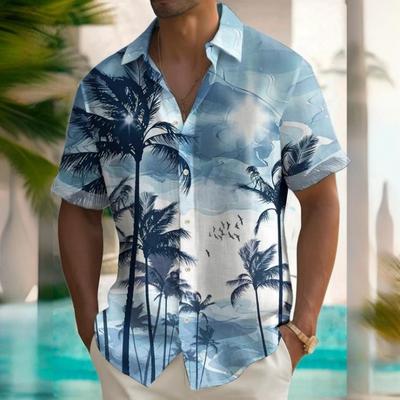 Camisas havaianas com estampa de flores de praia 3D 2025, camisa masculina de verão, casual, de manga curta, para homens, roupas largas e grandes
