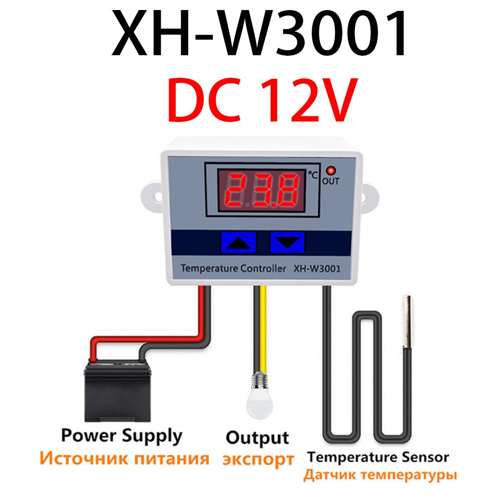 

W3001 W3002 12V 24V 110V 220V LED Digital Temperature Controller Thermostat Thermometer Incubator Fridge Heating Cooling Heater W3001-DC 12V
