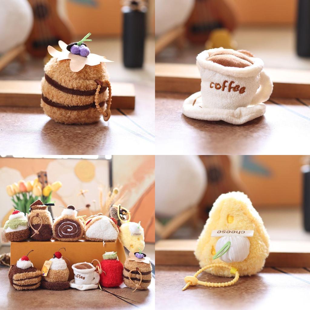 Plush Afternoon Tea Cake Keychain With Soft Pp Cotton For Gift Collectors