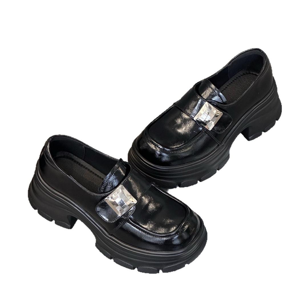 Loafers women's 2025 new fashion versatile thick sole heightening lightweight soft sole lace-up niche single shoes small leather shoes