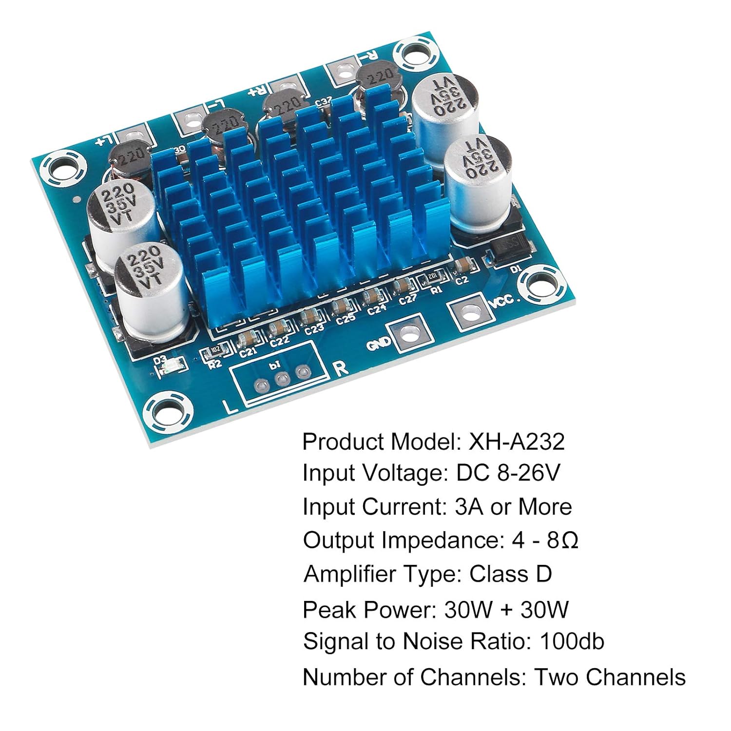 

1/3pcs TPA3110 XH-A232 30W+30W 2.0 Channel Digital Stereo Audio Power Amplifier Board DC 8-26V 3A