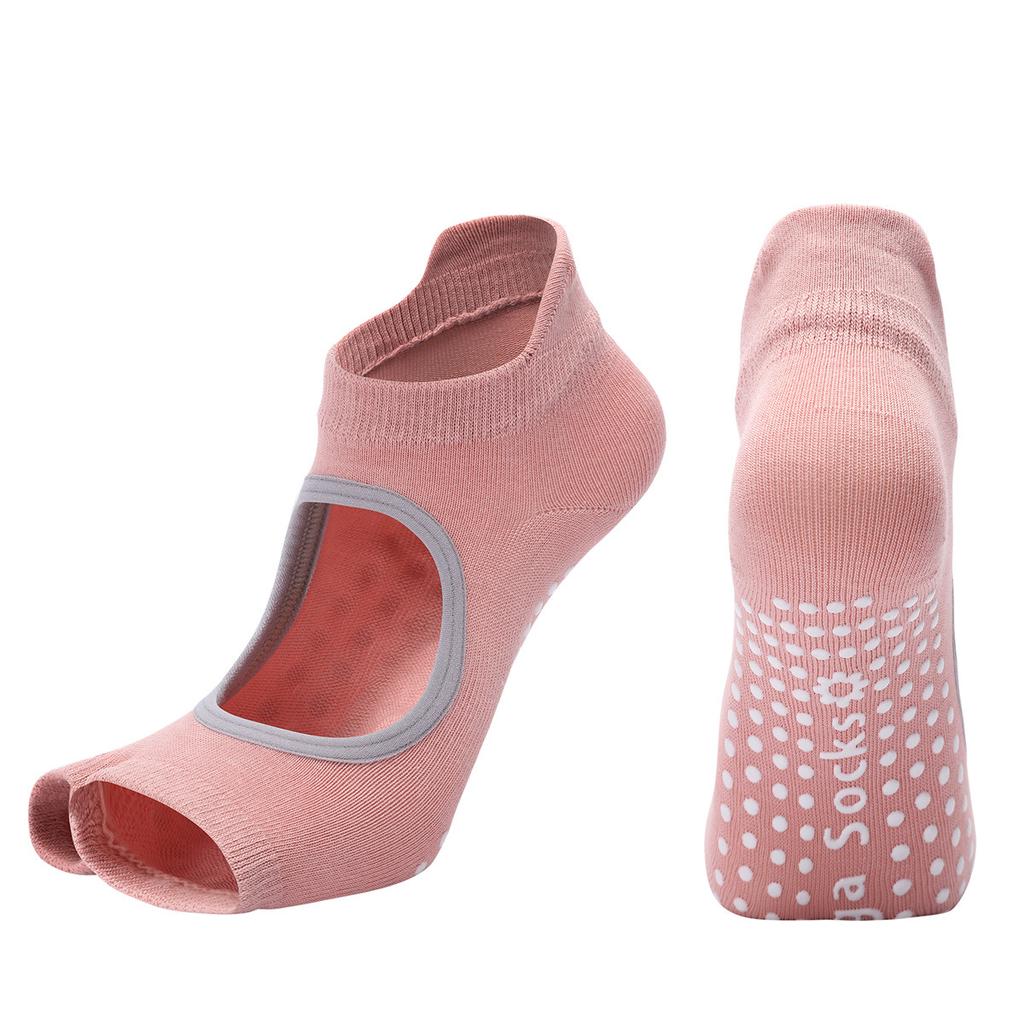 Novas meias profissionais de ioga com dois dedos, femininas, sem costas, respiráveis, com babados, balé, pilates, meias de silicone antiderrapantes, para dança, esportes