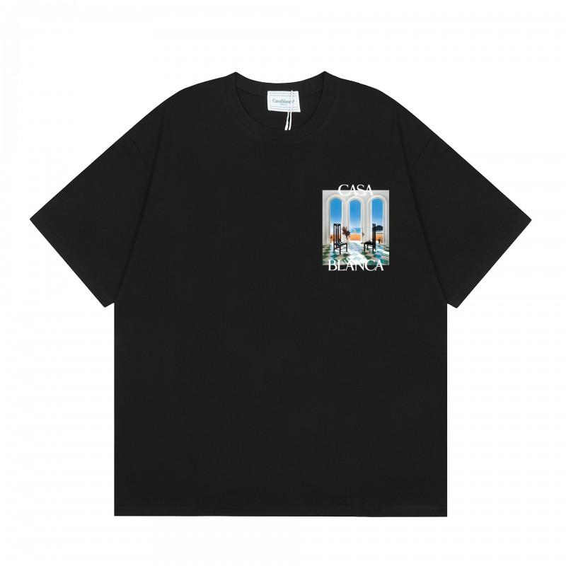2026 Casablanca Print Loose Fit Cotton T-Shirt Men Youth Casual Wear