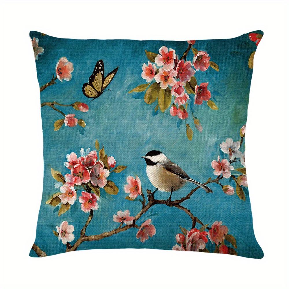 Painting Birds And Branch Print Throw Pillow Case, Cushion Cover For Sofa Home Decor 45x45cm