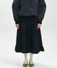 Mais Embroidered Shirred Tiered Maxi Skirt / Black