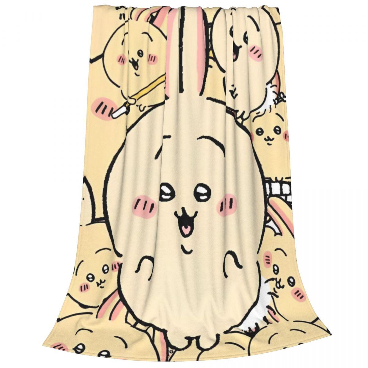 

Kawaii Chiikawa Usagi Manga Blanket Fleece Summer Cute Japanese Anime Portable Super Soft Throw Blankets for Bedding Couch Throw 30x40in
